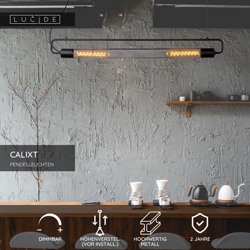 Lucide CALIXT - Pendelleuchten - 2xE27 - Schwarz - USP
